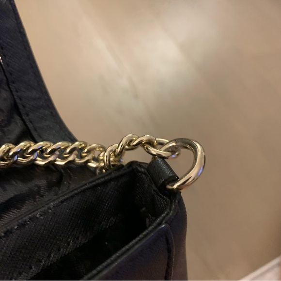 Kate Spade Black Leather Purse with Gold Chain & Black Leather Crossbody Strap - Picture 14 of 16